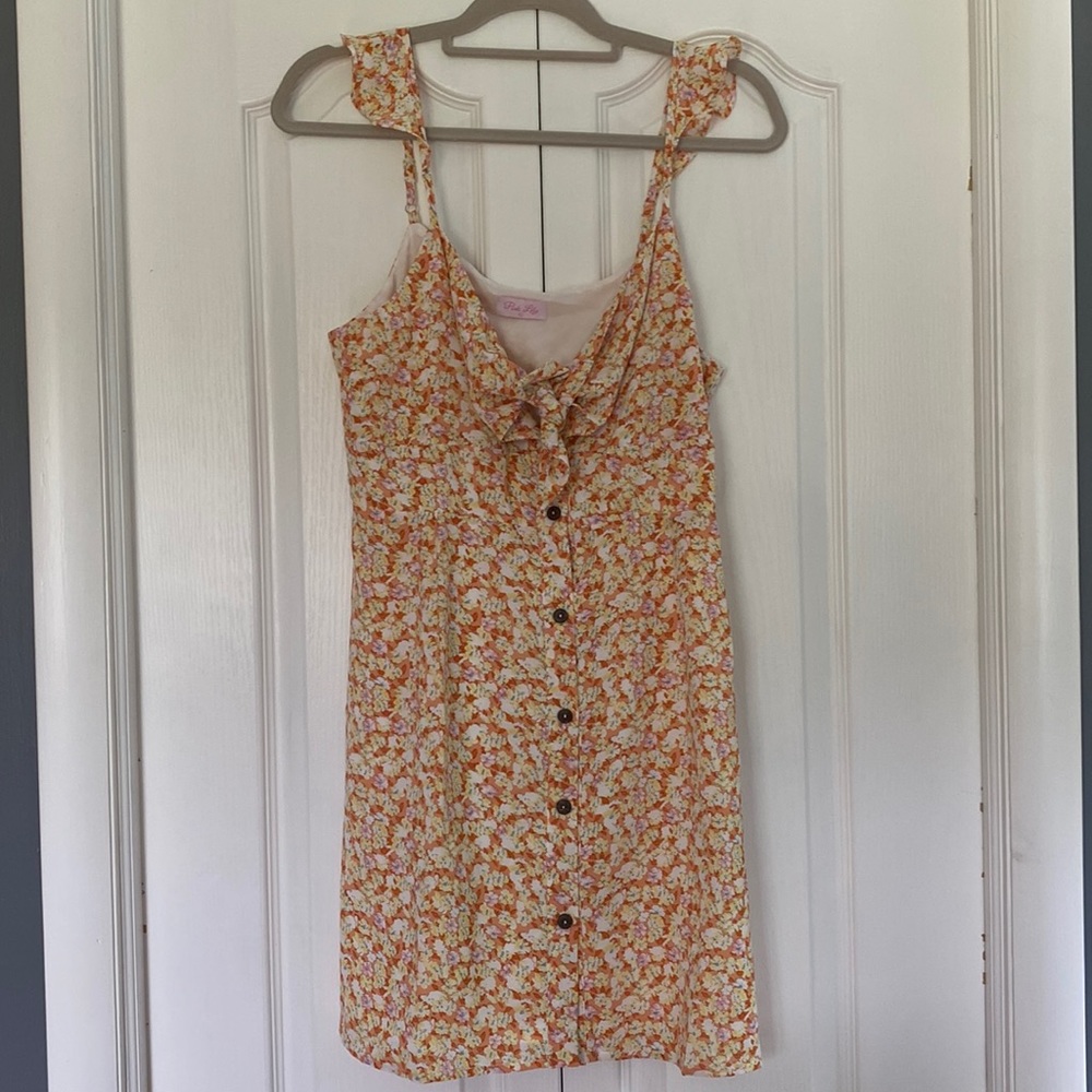 Pink Lily Tie Front Summer Dress